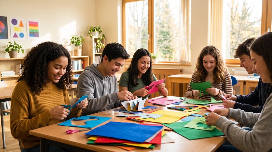 Students working on a hands-on project