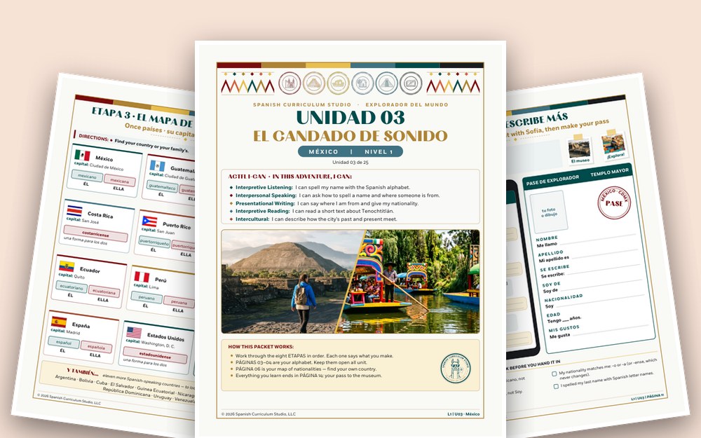 Pages from the Unidad 03 student packet